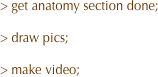 > get anatomy section done;